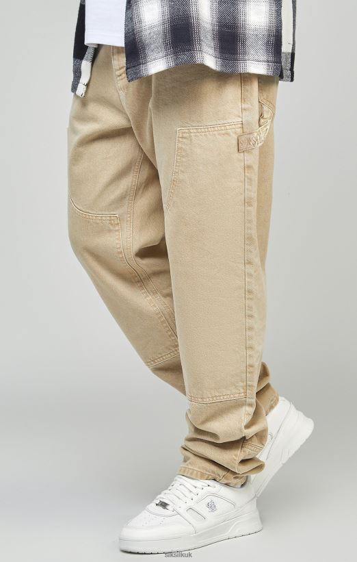 SikSilk Apparel 020XHH555 Ecru Straight Fit Carpenter Denim Men