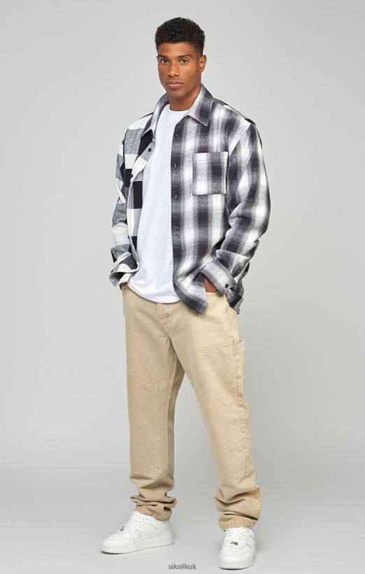 SikSilk Apparel 020XHH555 Ecru Straight Fit Carpenter Denim Men