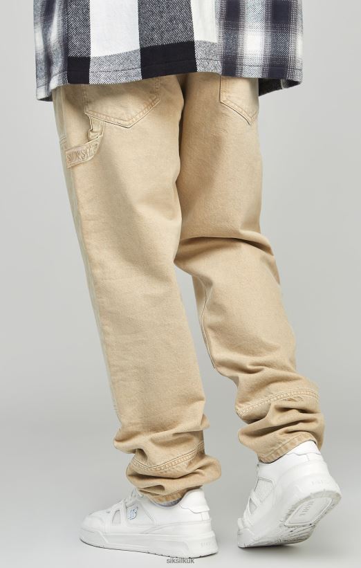 SikSilk Apparel 020XHH555 Ecru Straight Fit Carpenter Denim Men