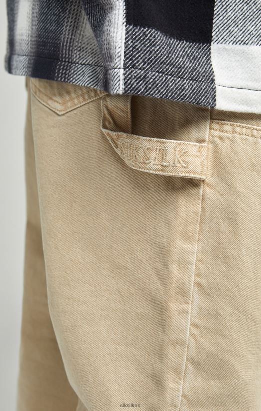 SikSilk Apparel 020XHH555 Ecru Straight Fit Carpenter Denim Men