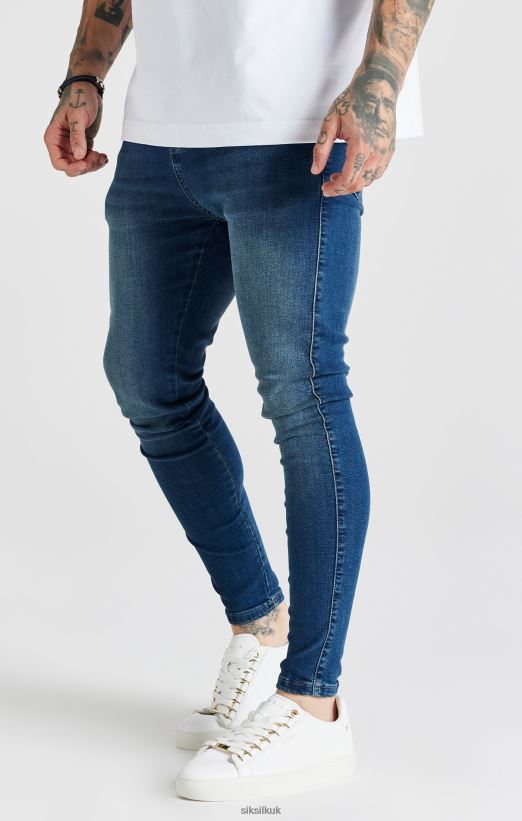SikSilk Apparel 020XHH556 Blue Washed Essential Skinny Jean Men