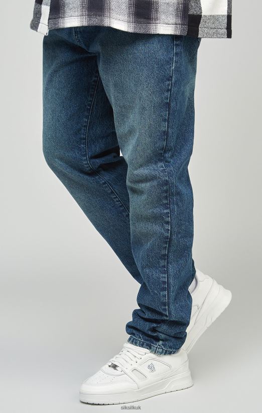 SikSilk Apparel 020XHH559 Mid Blue Straight Cut Denim Jeans Men