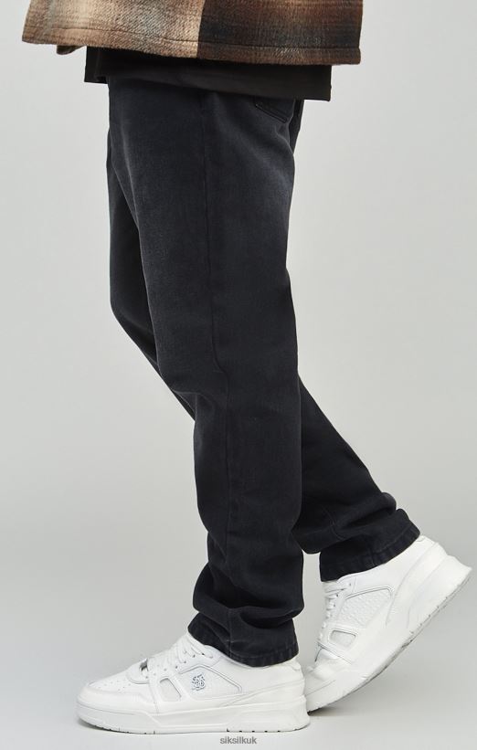 SikSilk Apparel 020XHH560 Black Straight Cut Denim Jeans Men