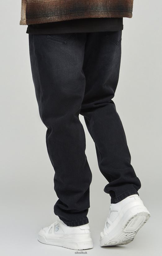 SikSilk Apparel 020XHH560 Black Straight Cut Denim Jeans Men