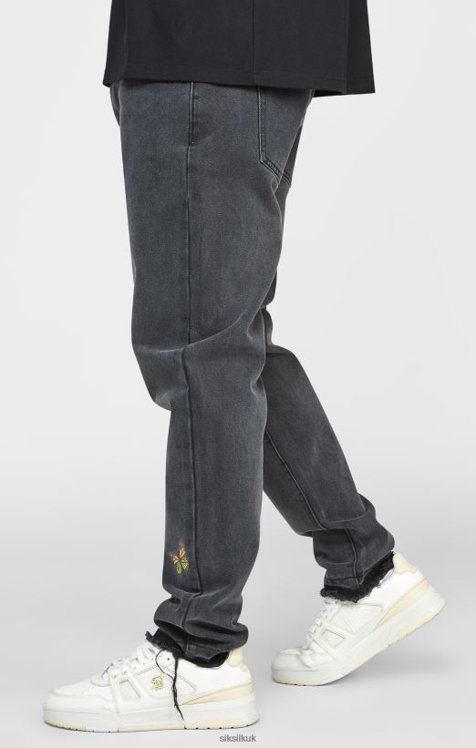 SikSilk Apparel 020XHH562 Black Butterfly Straight Fit Denim Men