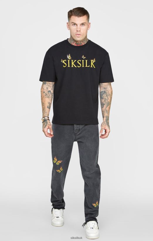SikSilk Apparel 020XHH562 Black Butterfly Straight Fit Denim Men