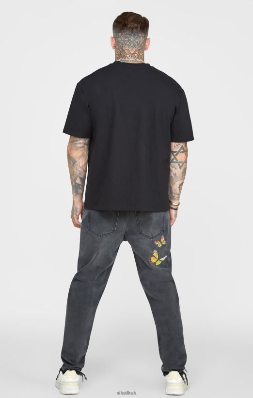 SikSilk Apparel 020XHH562 Black Butterfly Straight Fit Denim Men