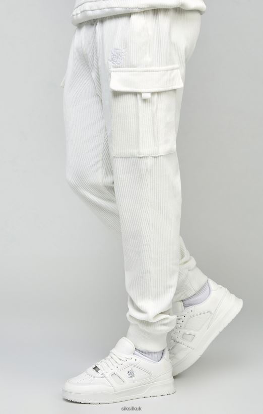 SikSilk Apparel 020XHH530 Ecru Corduroy Cargo Joggers Men