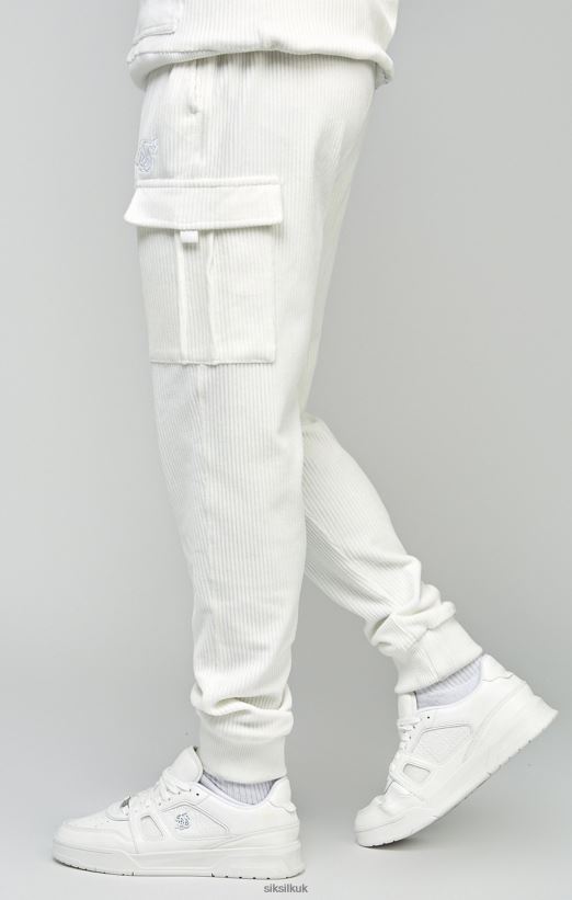 SikSilk Apparel 020XHH530 Ecru Corduroy Cargo Joggers Men