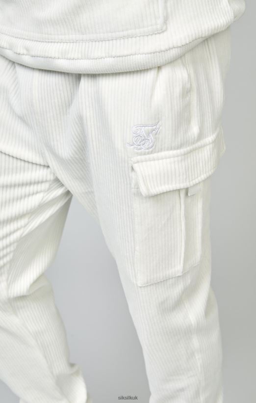 SikSilk Apparel 020XHH530 Ecru Corduroy Cargo Joggers Men
