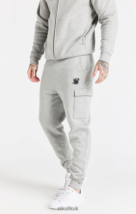 SikSilk Apparel 020XHH538 Grey Essential Cargo Fleece Jogger Men