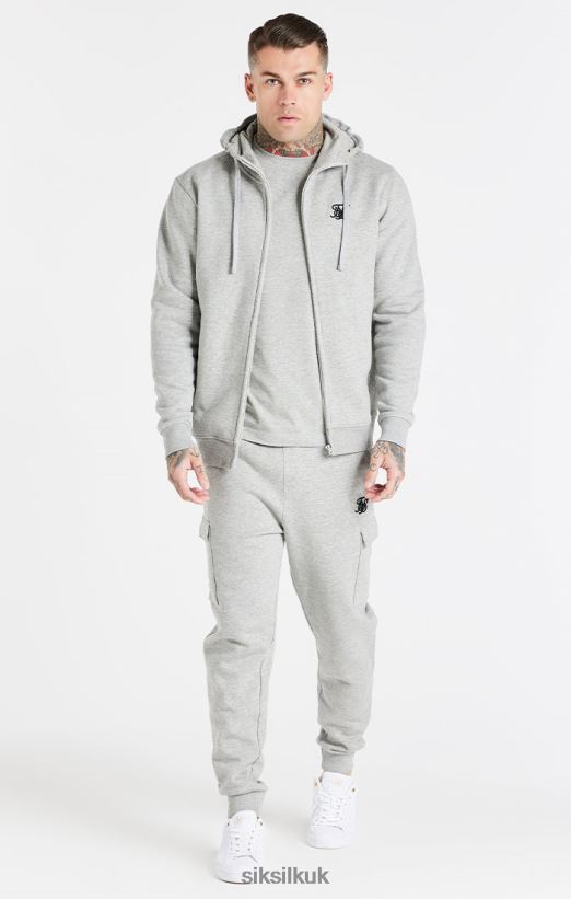 SikSilk Apparel 020XHH538 Grey Essential Cargo Fleece Jogger Men