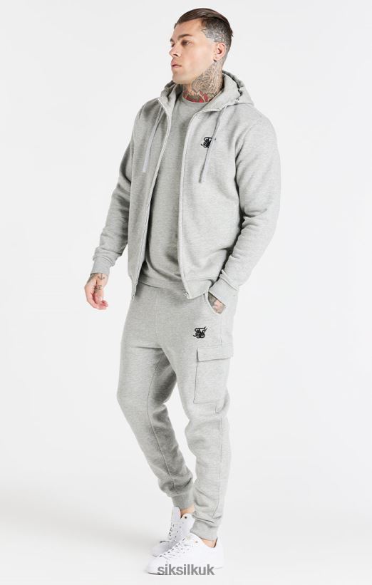 SikSilk Apparel 020XHH538 Grey Essential Cargo Fleece Jogger Men