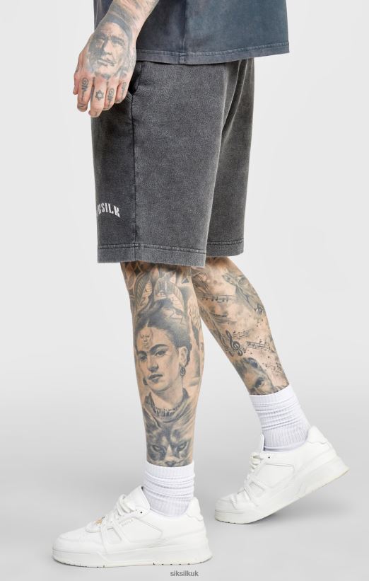 SikSilk Apparel 020XHH567 Black Graphic Relaxed Shorts Men