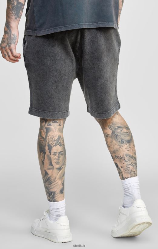 SikSilk Apparel 020XHH567 Black Graphic Relaxed Shorts Men