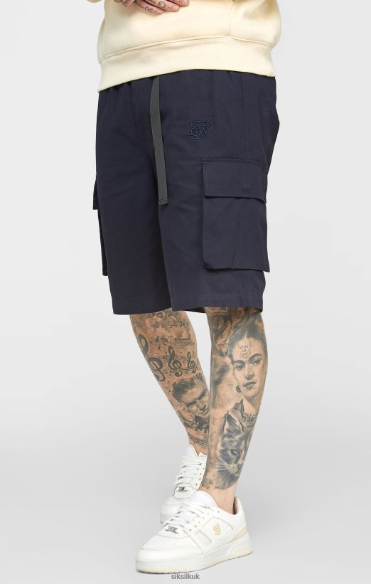 SikSilk Apparel 020XHH573 Navy Woven Cargo Short Men