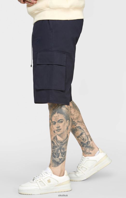 SikSilk Apparel 020XHH573 Navy Woven Cargo Short Men