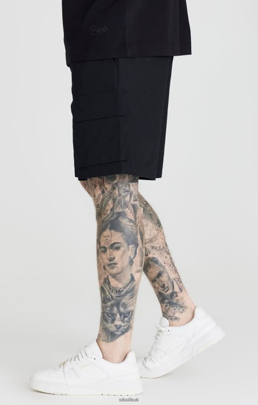 SikSilk Apparel 020XHH586 Black Ripstop Cargo Short Men