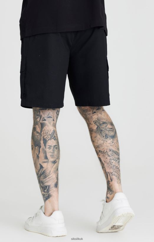 SikSilk Apparel 020XHH586 Black Ripstop Cargo Short Men