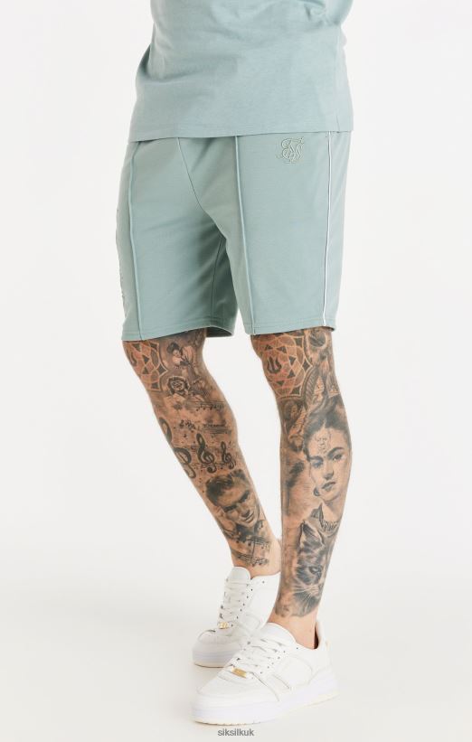 SikSilk Apparel 020XHH597 Script Pleated Shorts - Teal Men
