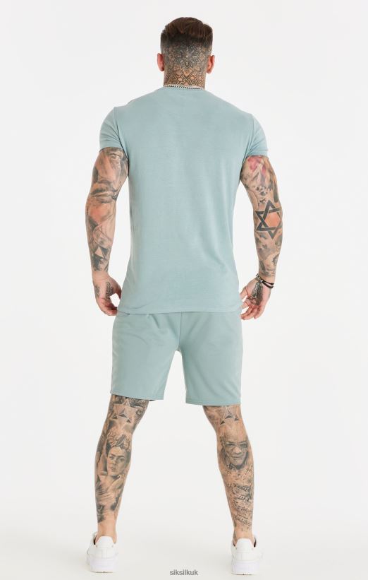 SikSilk Apparel 020XHH597 Script Pleated Shorts - Teal Men