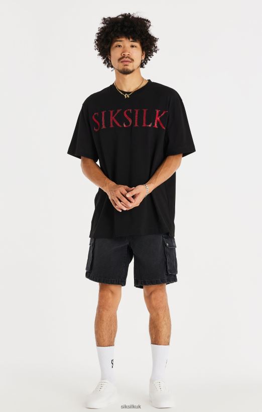 SikSilk Apparel 020XHH598 Black Denim Cargo Short Men