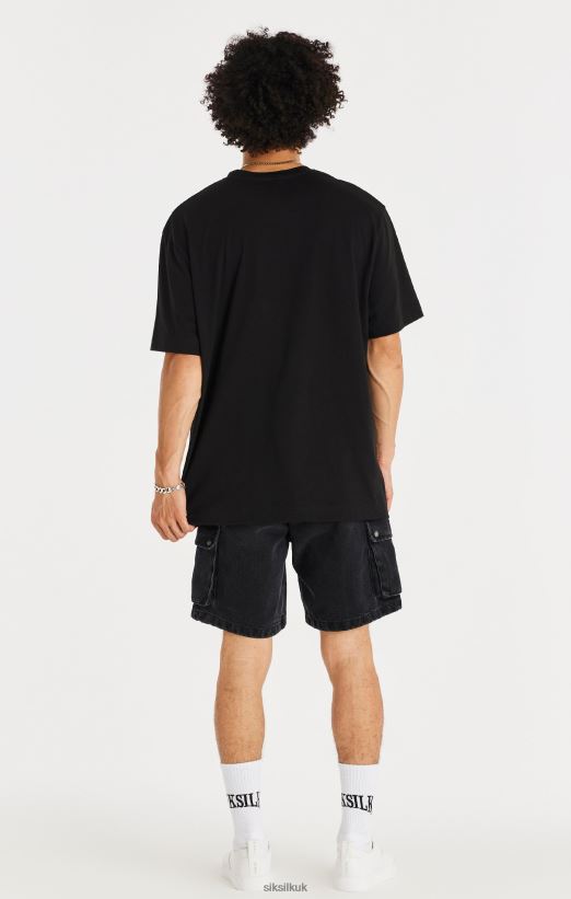 SikSilk Apparel 020XHH598 Black Denim Cargo Short Men