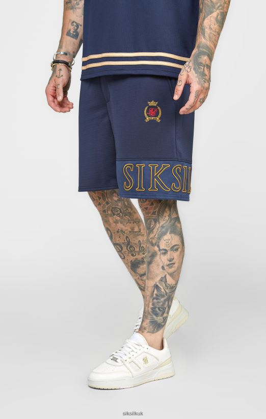SikSilk Apparel 020XHH607 Navy Embroidery Relaxed Short Men