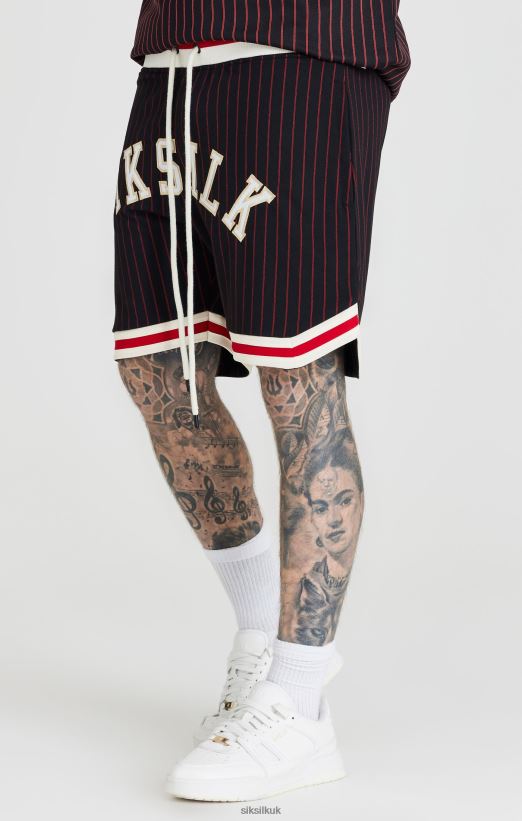 SikSilk Apparel 020XHH609 Black Retro Classic Basketball Short Men