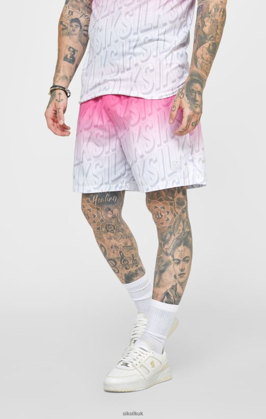 SikSilk Apparel 020XHH614 Pink Logo Fade Swim Short Men