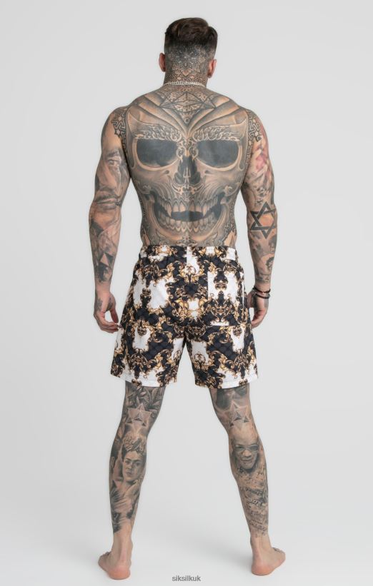 SikSilk Apparel 020XHH615 Black White Venetian Swim Short Men