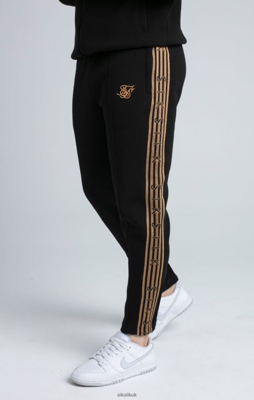 SikSilk Apparel 020XHH508 Black, Gold Knitted Tape Track Pant Men