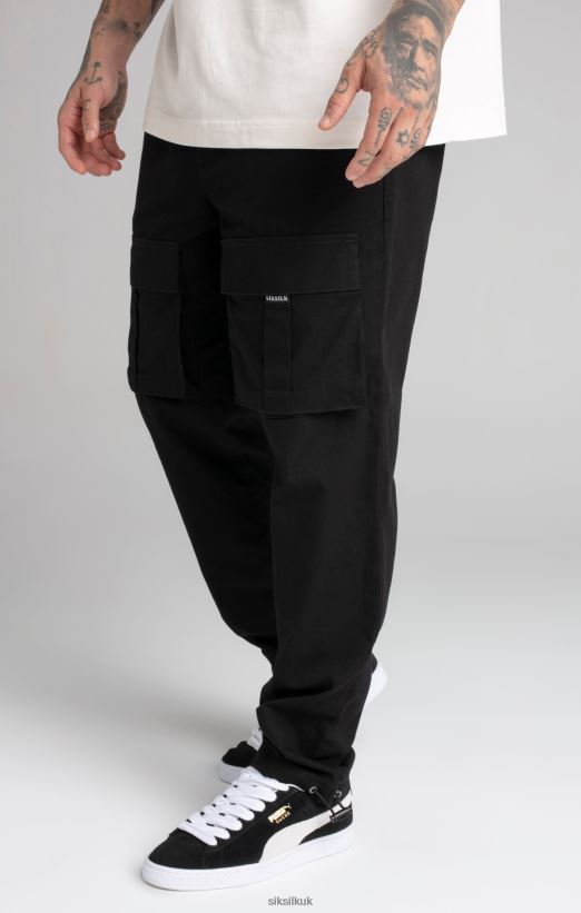 SikSilk Apparel 020XHH512 Black Ripstop Cargo Pants Men