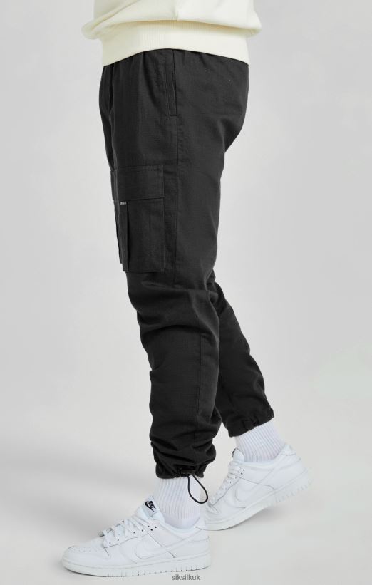 SikSilk Apparel 020XHH512 Black Ripstop Cargo Pants Men