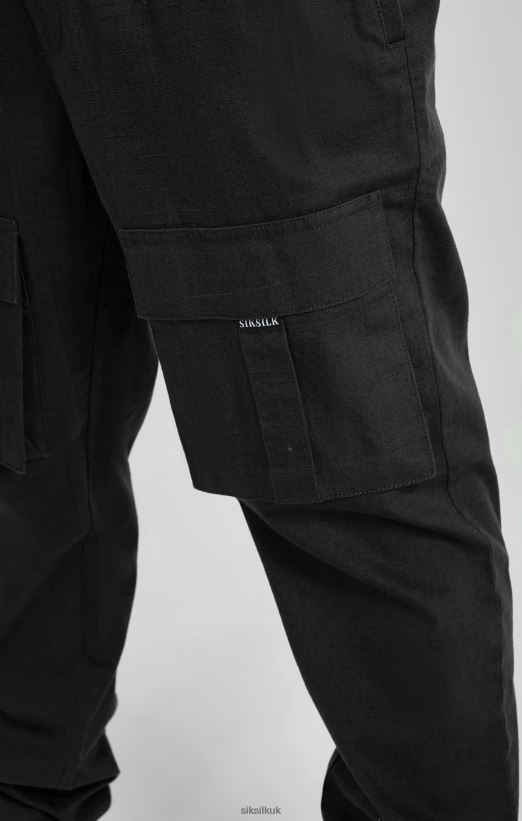 SikSilk Apparel 020XHH512 Black Ripstop Cargo Pants Men