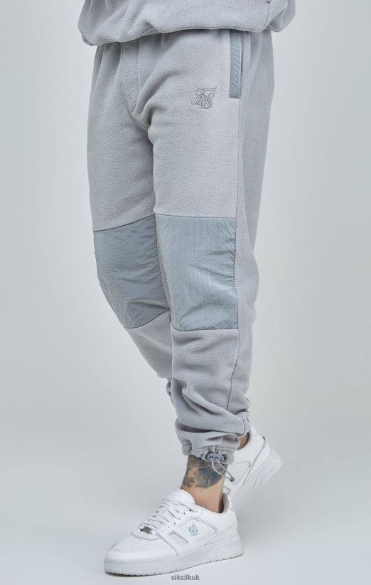SikSilk Apparel 020XHH517 Grey Polar Fleece Panelled Cuffed Jogger Men