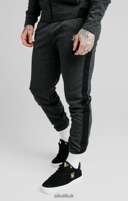 SikSilk Apparel 020XHH526 Tonal Check Cuffed Pant - Grey Men