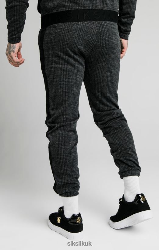 SikSilk Apparel 020XHH526 Tonal Check Cuffed Pant - Grey Men