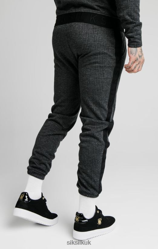 SikSilk Apparel 020XHH526 Tonal Check Cuffed Pant - Grey Men