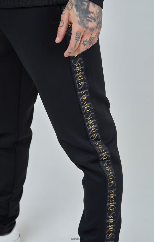 SikSilk Apparel 020XHH529 Black Gold Tape Track Pants Men