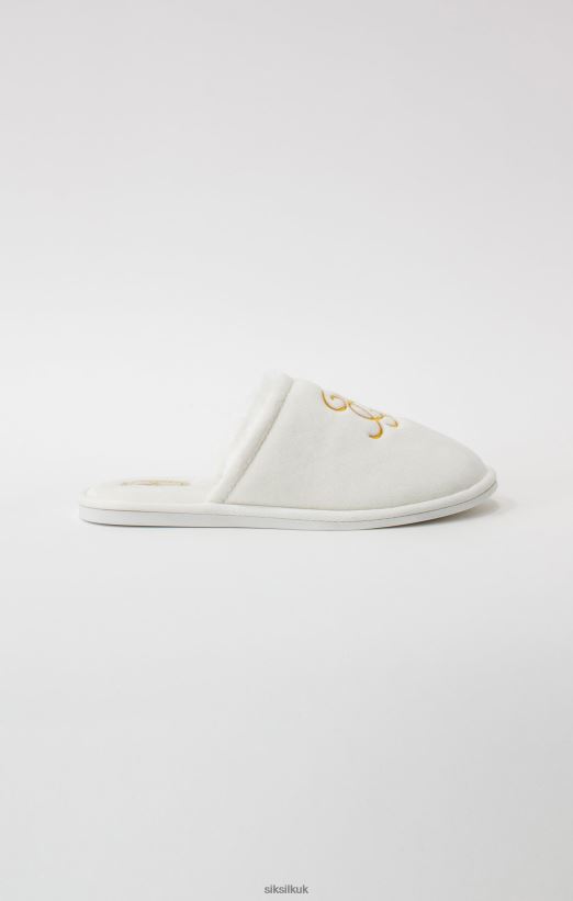 SikSilk Footwear 020XHH6 White Slipper With Embroidered Logo Men