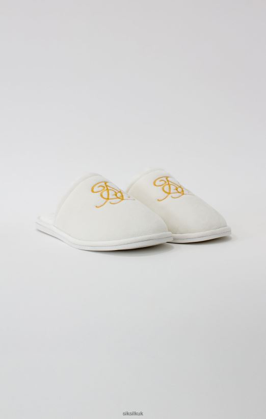 SikSilk Footwear 020XHH6 White Slipper With Embroidered Logo Men