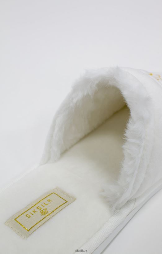 SikSilk Footwear 020XHH6 White Slipper With Embroidered Logo Men