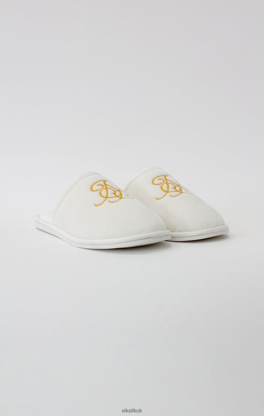 SikSilk Footwear 020XHH6 White Slipper With Embroidered Logo Men