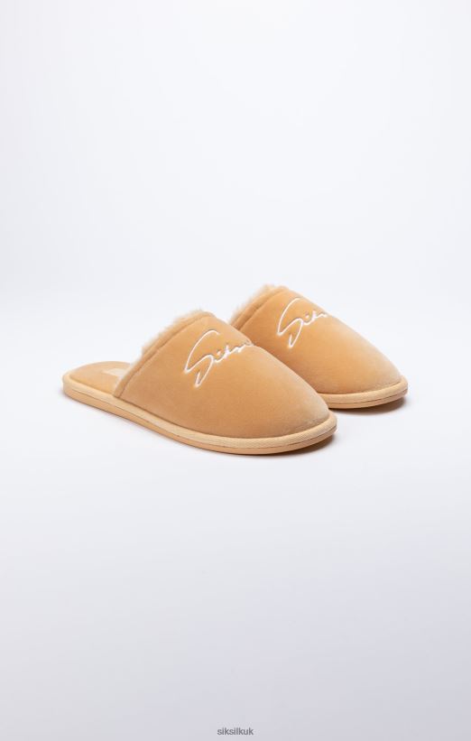 SikSilk Footwear 020XHH7 Beige Slipper With Embroidered Logo Men
