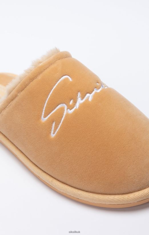 SikSilk Footwear 020XHH7 Beige Slipper With Embroidered Logo Men