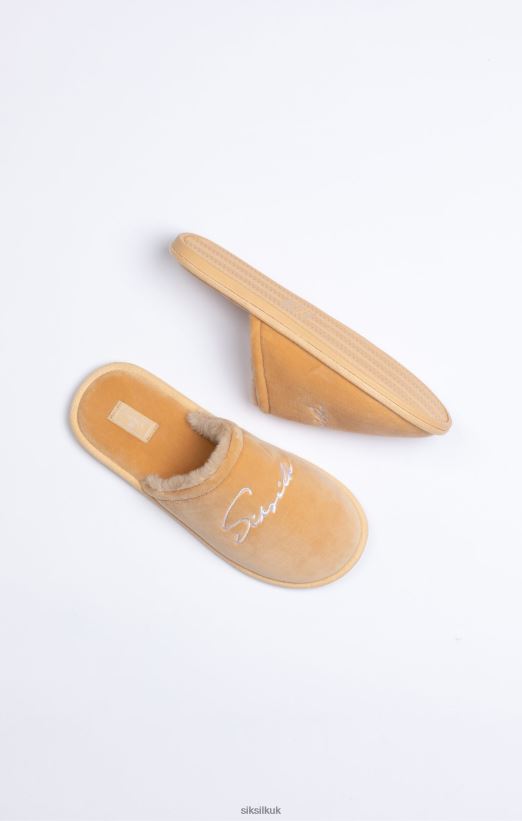 SikSilk Footwear 020XHH7 Beige Slipper With Embroidered Logo Men