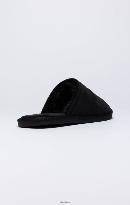 SikSilk Footwear 020XHH9 Black Slipper With Embroidered Logo Men