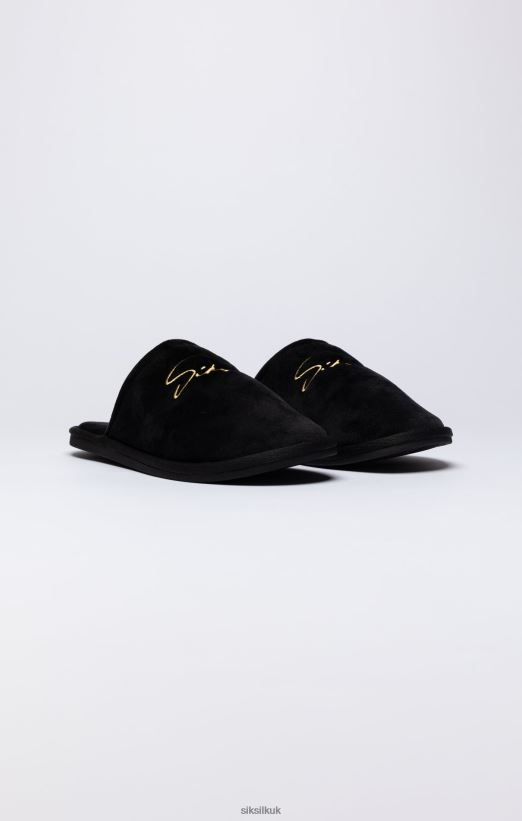 SikSilk Footwear 020XHH9 Black Slipper With Embroidered Logo Men