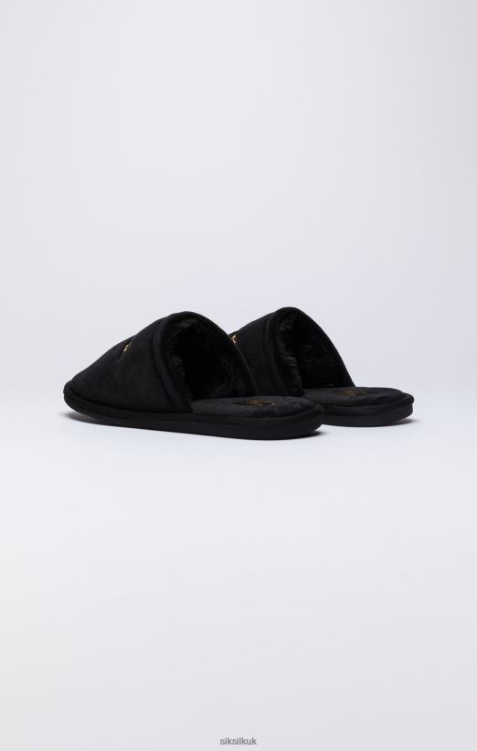 SikSilk Footwear 020XHH9 Black Slipper With Embroidered Logo Men